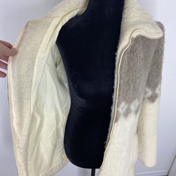 Vintage Hilda Ltd Made In Iceland Virgin Wool Sweater Jacket Coat Womens XS/S - Picture 7 of 9